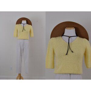 Vintage‎ 80s Acrylic Yellow Knit Blouse size S